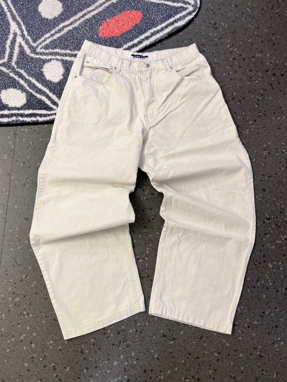Anchor Blue Cream Jeans Size 35 Y2K Wide Leg